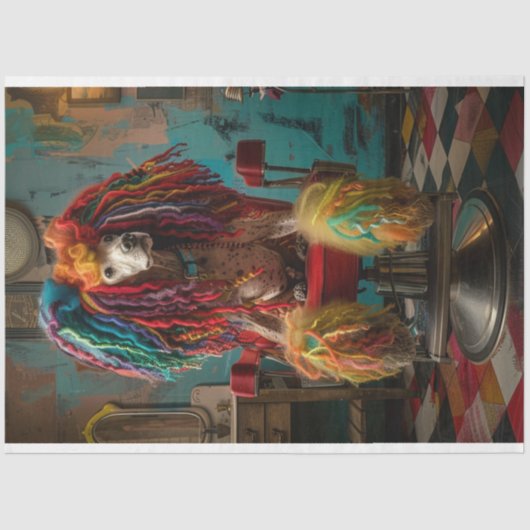 Poedel Standaard Haar Dreadlocks Decoupage, Tissuepapier (Voorkant)