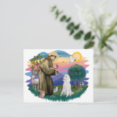 Poedel (standaard wit) briefkaart (Staand voorkant)