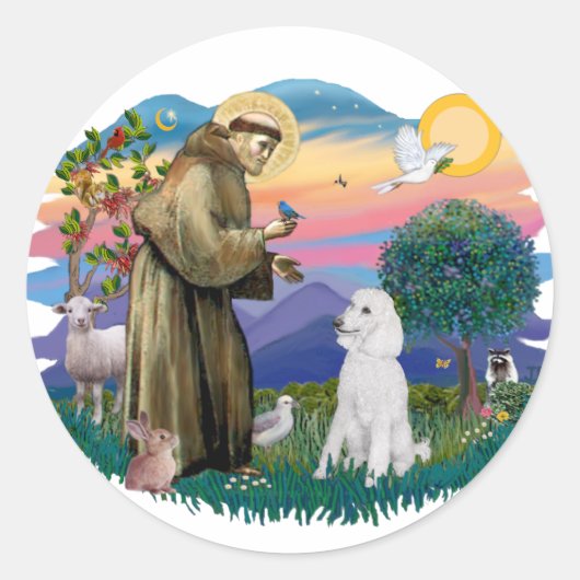 Poedel (standaard wit) ronde sticker (Voorkant)