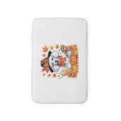 Poedel Thanksgiving Drink Coffee Fall Bladeren Pom Badmat (Voorkant Verticaal)