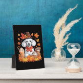 Poedel Thanksgiving Drink Coffee Fall Bladeren Pom Fotoplaat (Zijkant)