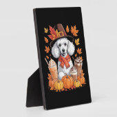 Poedel Thanksgiving Drink Coffee Fall Bladeren Pom Fotoplaat (Zijkant)