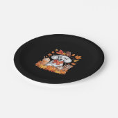 Poedel Thanksgiving Drink Coffee Fall Bladeren Pom Papieren Bordje (Gekanteld)