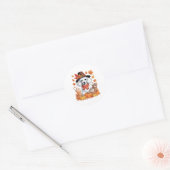 Poedel Thanksgiving Drink Coffee Fall Bladeren Pom Ronde Sticker (Envelop)