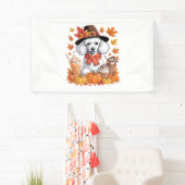 Poedel Thanksgiving Drink Coffee Fall Bladeren Pom Spandoek (Insitu)