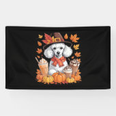 Poedel Thanksgiving Drink Coffee Fall Bladeren Pom Spandoek (Horizontaal)