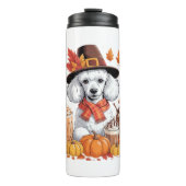 Poedel Thanksgiving Drink Coffee Fall Bladeren Pom Thermosbeker (Voorkant)