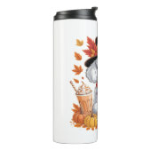 Poedel Thanksgiving Drink Coffee Fall Bladeren Pom Thermosbeker (Gedraaid links)