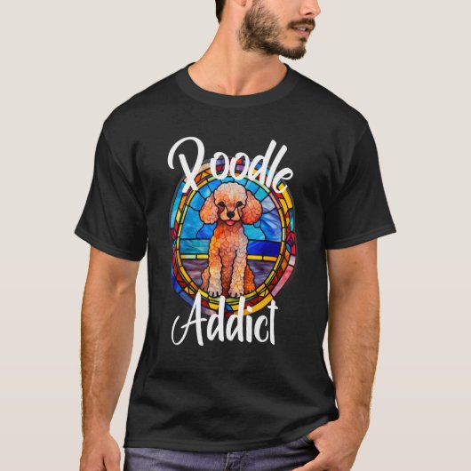 Poedel verslaafde hond moeder puppy kleurrijke hui t-shirt (Voorkant)