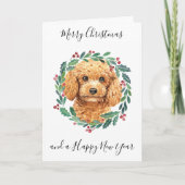 Poedel Vrolijk Kerstmis Trendy Hond Feestdagen Kaart (Voorkant)