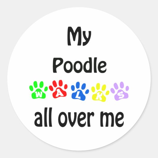 Poedel wandelingen ontwerp ronde sticker (Voorkant)