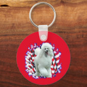 Poedel (wit) Patriot Sleutelhanger (Voorkant)