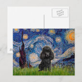 Poedel (zwart 1) - Sterrennacht Briefkaart (Voorkant / Achterkant)