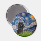 Poedel (zwart 1) - Sterrennacht Magneet (Voorkant / Achterkant)