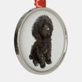 Poedel - zwarte speelgoed pup metalen ornament (Rechts)