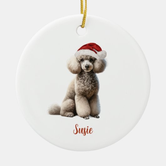 Poedelhond gepersonaliseerde kerst keramisch ornament (Voorkant)