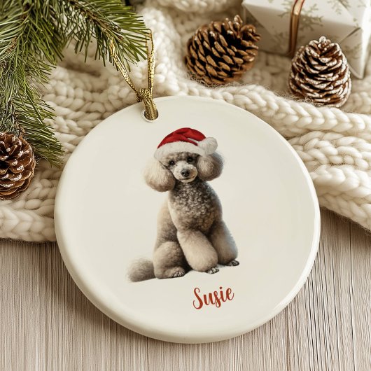 Poedelhond gepersonaliseerde kerst keramisch ornament