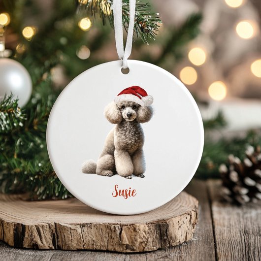 Poedelhond gepersonaliseerde kerst keramisch ornament