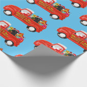 Poedelhond in de vrachtwagen van de Kerstmisleveri Cadeaupapier (Hoek)