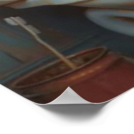 Poedelhond met behulp van de badkamer mat Poster (Hoek)