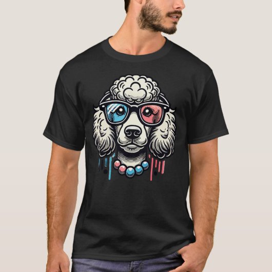 Poedelhond met bril t-shirt (Voorkant)