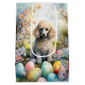 Poedelhond met paaseieren vakantie medium cadeauzakje (Achterkant)