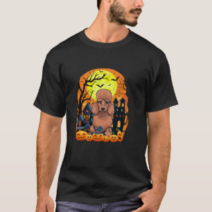 Poedelhond met pompoenen Grappig eng Halloween Par T-shirt