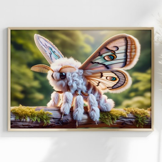 Poedelmot Surrealistische pluizige mot fantasie we Poster