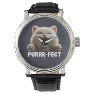 POEDELPRET-TIGE Grappige Lachende Kat Meme T-shirt Horloge