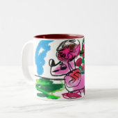 Poedelpret Tweekleurige Koffiemok (Voorkant links)