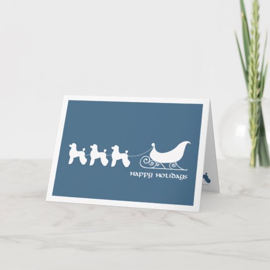 Poedels die de Ar van de Kerstman trekken Feestdagen Kaart (Voorkant)