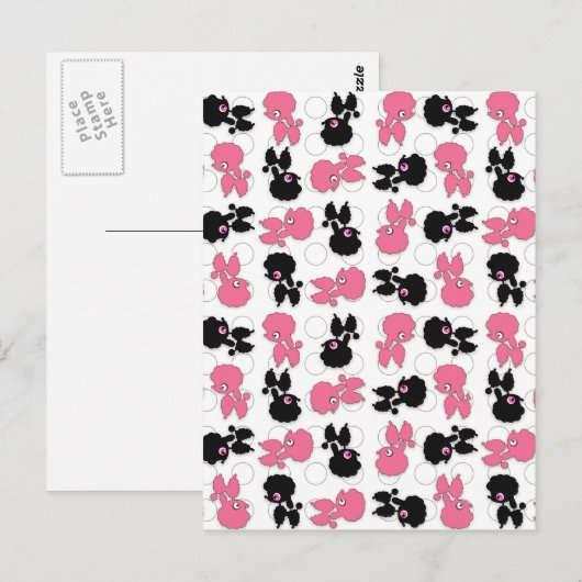 Poedels Honden Zwart en Roze Briefkaart (Voorkant / Achterkant)