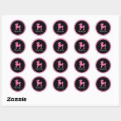 Poedels in Paris Roze Ronde Sticker Seal (Vel)