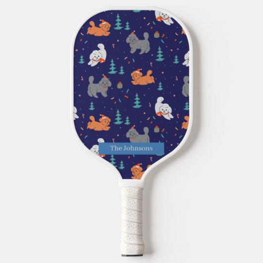 Poedels Liefhebbers Kerst Custom Name Pickleball Paddle (Voorkant)