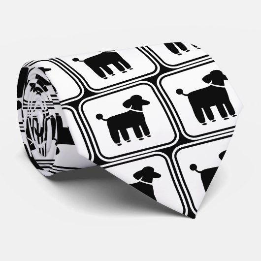 Poedels Zwart en Wit | Cool Hondenliefhebber Stropdas (Opgerold)