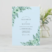 Poeder Aqua Eucalyptus Bruiloft Kaart (Staand voorkant)