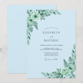 Poeder Aqua Eucalyptus Bruiloft Kaart (Voorkant / Achterkant)