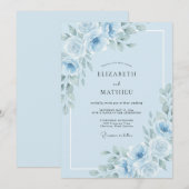 Poeder Azure Ranunculus Eucalyptus Bruiloft Kaart (Voorkant / Achterkant)