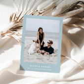 Poeder Blauw Elegante Tekst en Foto | Bruiloft Save The Date