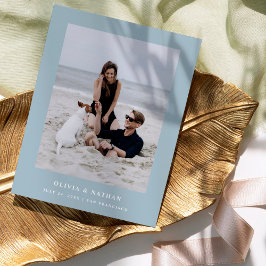 Poeder Blauw Elegante Tekst en Foto | De datum ops Aankondigingskaart