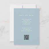 Poeder Blauw Elegante Tekst en Foto Huwelijk QR Co Save The Date (Achterkant)