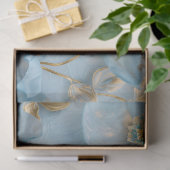 Poeder Blauw en Goud Bloemen Tissuepapier (Geschenk)