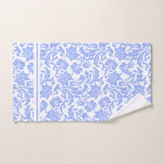Poeder Blauw en Wit Bloemen Damast Bad Handdoek (Handdoek)