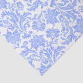 Poeder Blauw en Wit Bloemen Damast Tissuepapier (Detail)