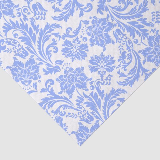 Poeder Blauw en Wit Bloemen Damast Tissuepapier (Detail)
