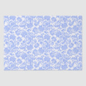 Poeder Blauw en Wit Bloemen Damast Tissuepapier (Voorkant)