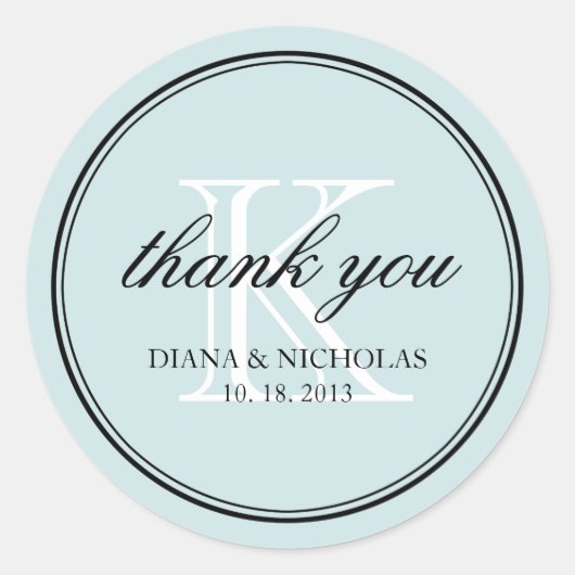 Poeder blauw gepersonaliseerd dank u bruiloft guns ronde sticker (Voorkant)