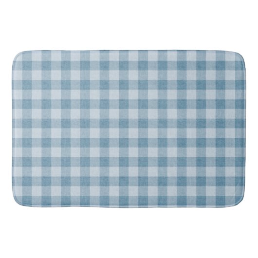 Poeder Blauw Gingham Buffalo Geruit Linnen Textuur Badmat (Voorkant)