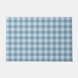 Poeder Blauw Gingham Buffalo Geruit Linnen Textuur Deurmat