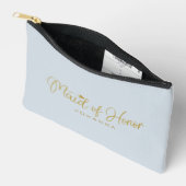 Poeder Blauw Maid of Honor Script Naam Cosmetisch Etui (Open)